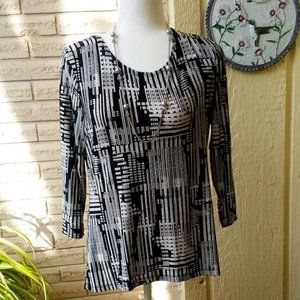 JM Collection Black & White Top